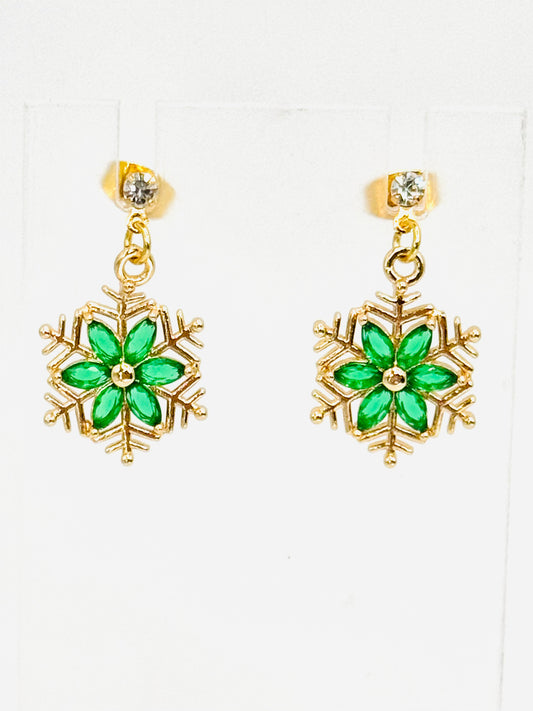 Evergreen Snowflake Dangle Earrings