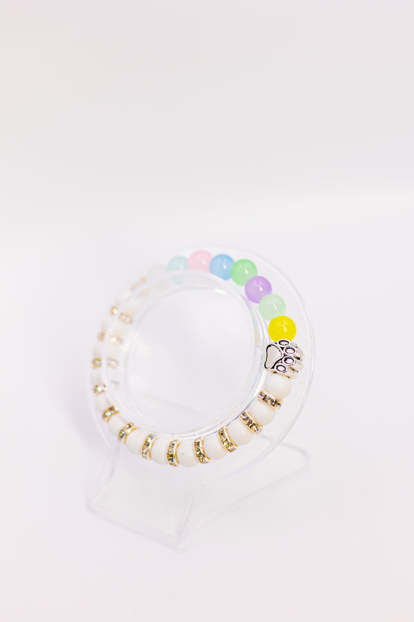 Pastel Paw Guardian (Pastel Rainbow Beads)