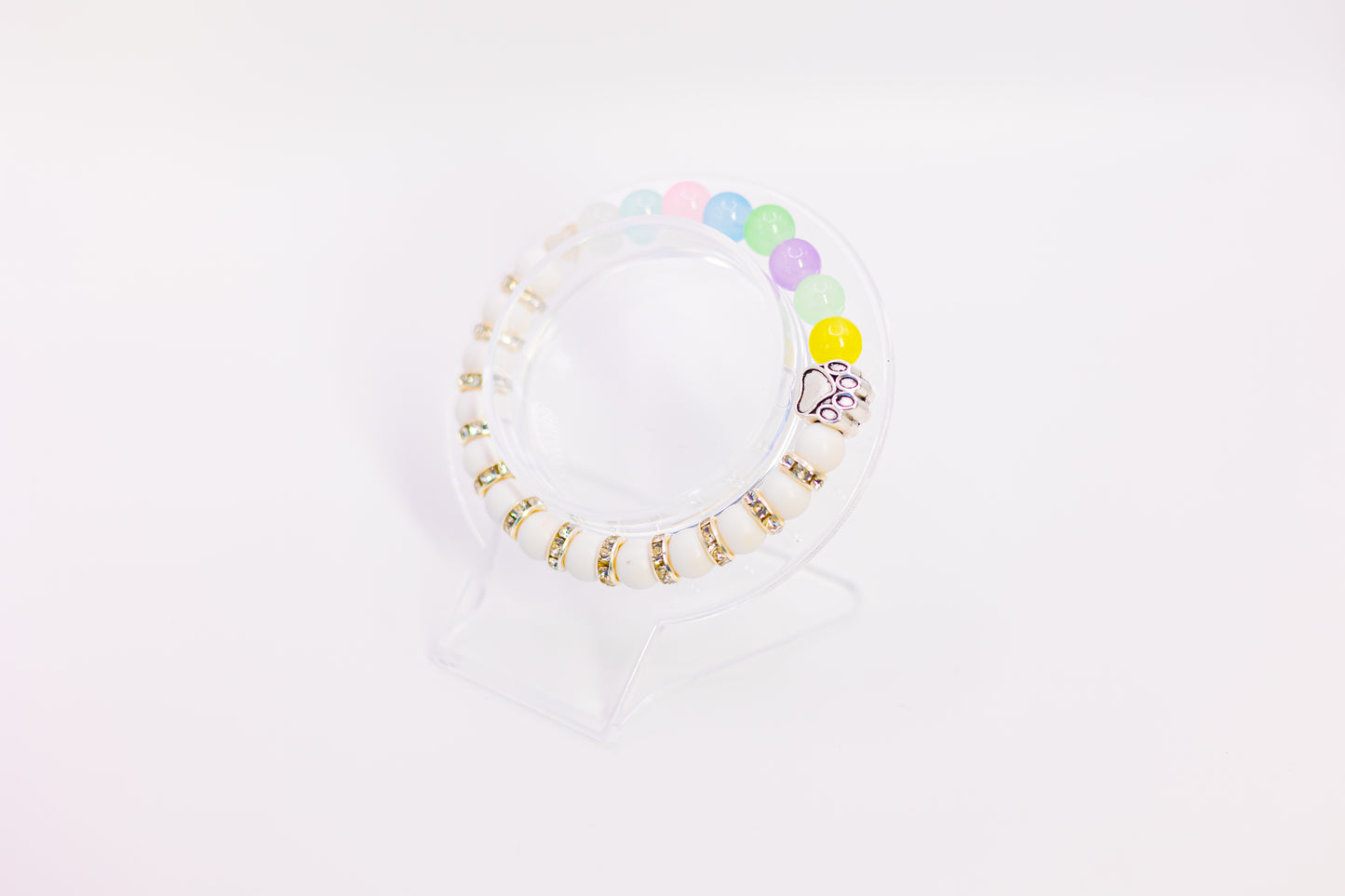 Pastel Paw Guardian (Pastel Rainbow Beads)